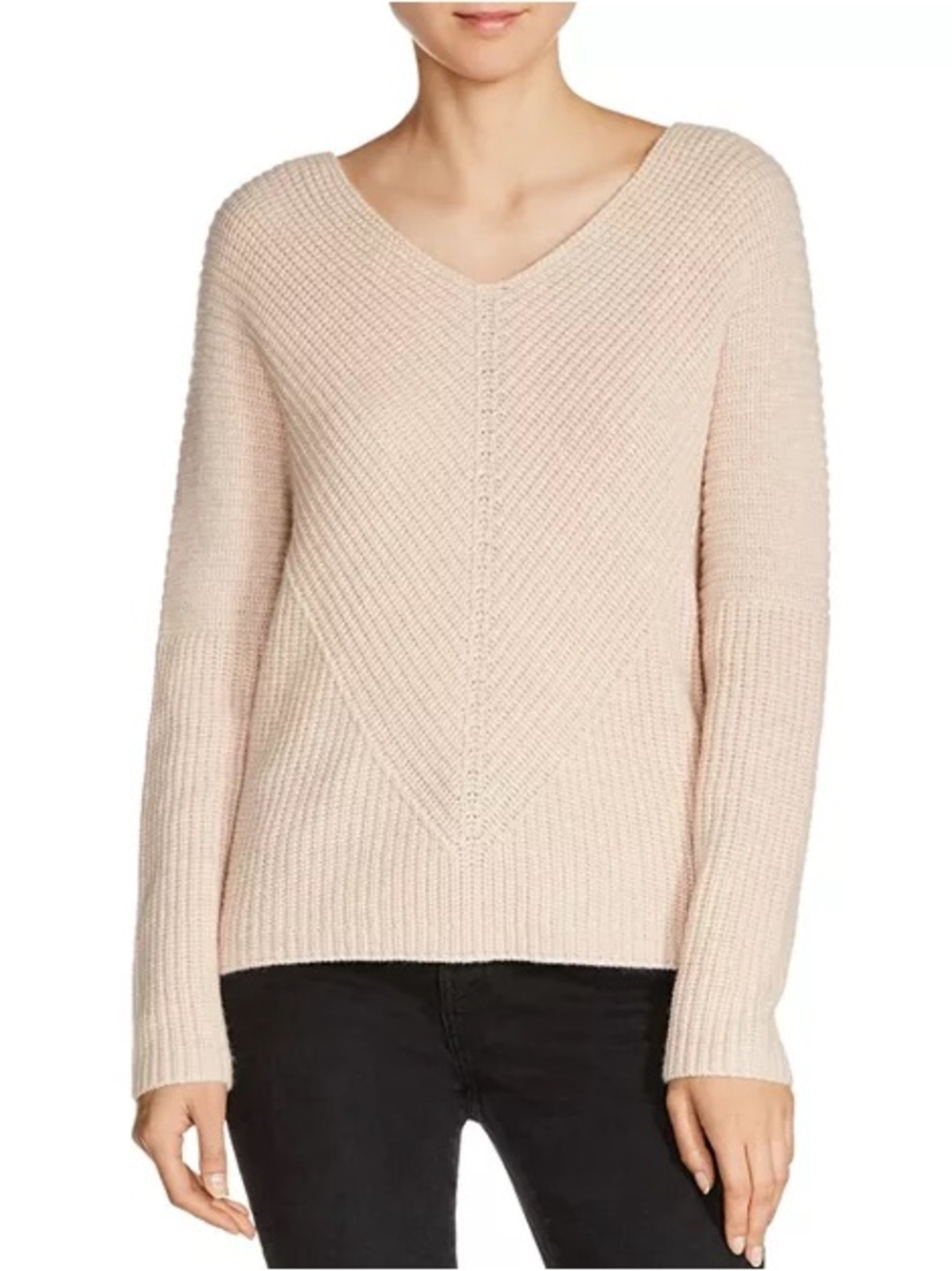 Maje Madina Cashmere Sweater Cream Textured V Neck Knit Size 1 Small Parisian
